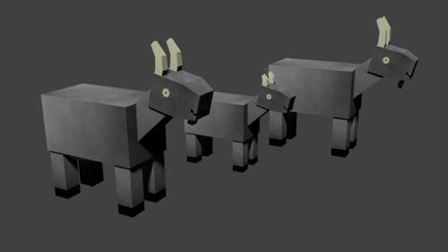 Low-poly Goat Family preview image